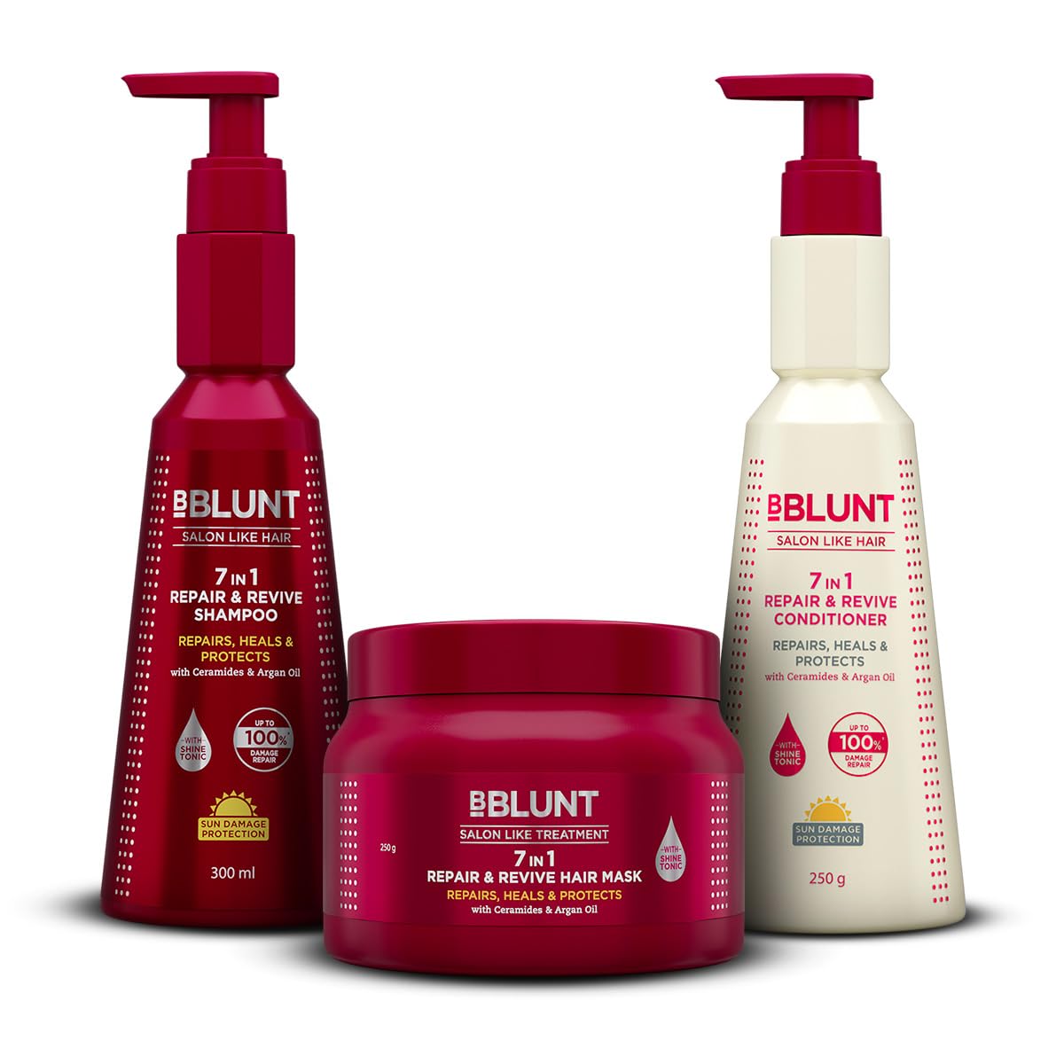 BBlunt 7 in 1 Repair & Revive Shampoo 300ml + 7 in 1 Repair & Revive Conditioner 250g + 7 in 1 Repair & Revive Hair Mask 250g