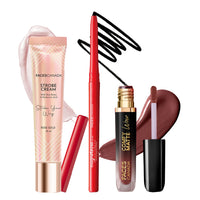 FACES CANADA Super Easy Glam Combo - Strobe Cream - Rose Gold (18 ml) + Magneteyes Kajal - Black (0.35 gm) + Comfy Matte Wow Liquid Lipstick - Cocoa Crush 07 (3.8 ml) | Illuminating & Glowing Makeup Base | Highly Pigmented