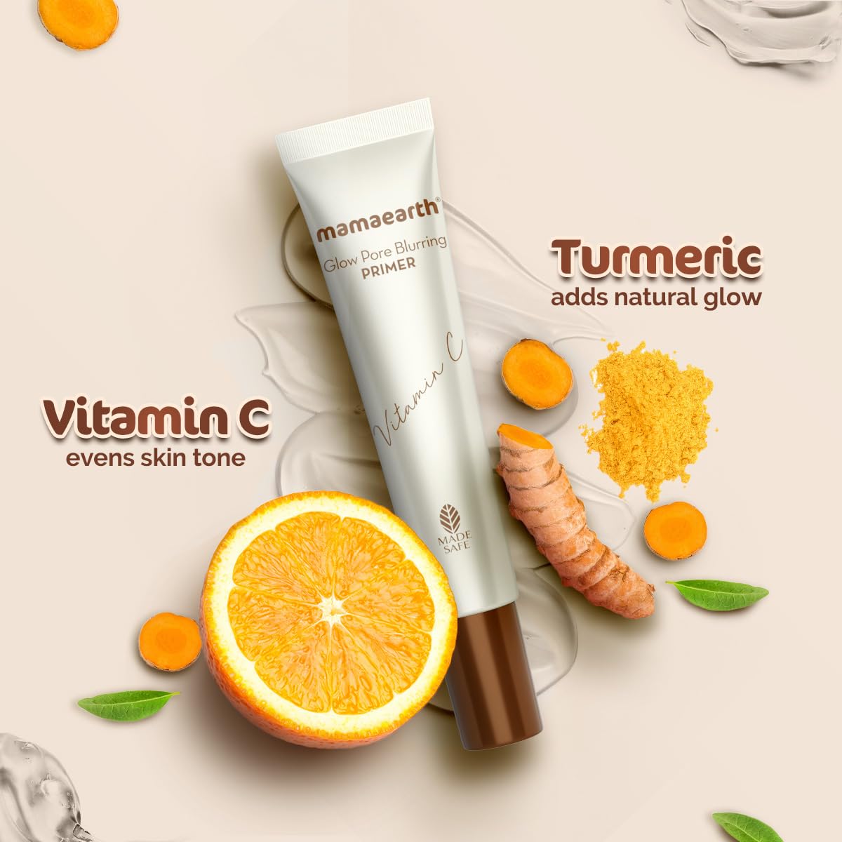 Mamaearth Glow Pore Blurring Primer with Vitamin C & Turmeric - 25 g| Enhances Skin’s Glow | Blurs Pores | Helps Makeup Last Long | Lightweight & Non-Greasy