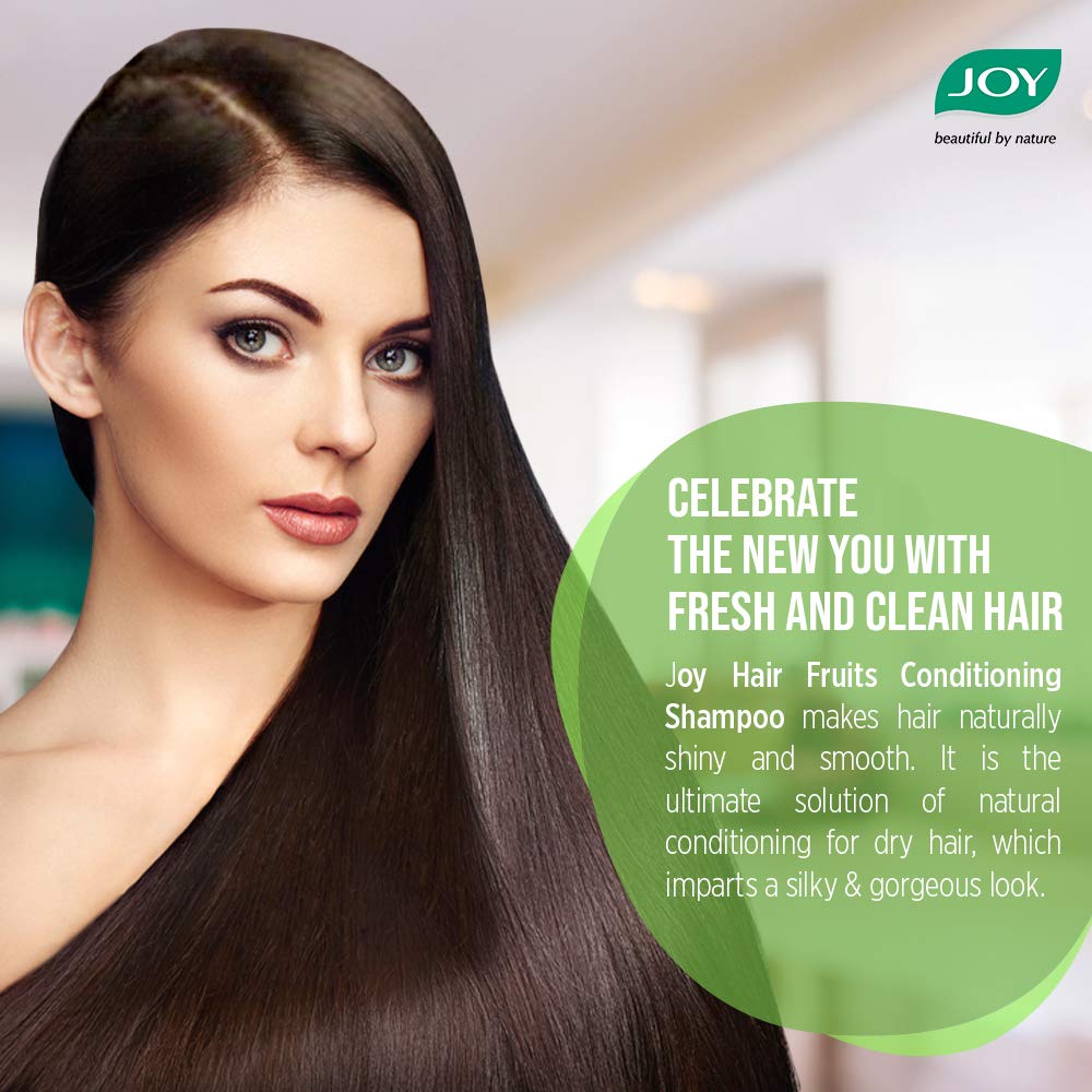 Joy Hair Fruits Hair Dryness Control Conditioning Shampoo Enriched with Lemon & Olives, 340 ml