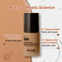 The Derma Co 2% Niacinamide Medium Coverage Liquid Foundation For All Skin Types With 1% Hyaluronic Acid & Spf 40 Pa+++ For 12 Hour Long Stay & Oil Control - 03 Natural, Pack Of 1