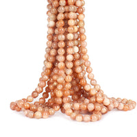 70PCS Natural 8MM Healing Gemstone, Sunstone Energy Stone Round Loose Beads, Semi-Precious Crystal Beads with Free Elastic String for Jewelry Making DIY