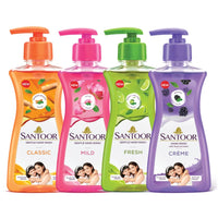 Santoor Mild Gentle Hand Wash 200ml, Pack of 4 with Goodness of Lotus & Tulsi| Rich Lathering Formula with Anti-Bacterial Properties| Soft on Hands| Soothes & Hydrates Skin