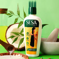 SESA Ayurvedic Hair Oil With Bhringraj & 17 Rare Herbs With Coconut Oil and 4 Nourishing Oil For Hair Growth Help Control Hair Fall with Easy Oil Applicator For Women and Men (400 ml)