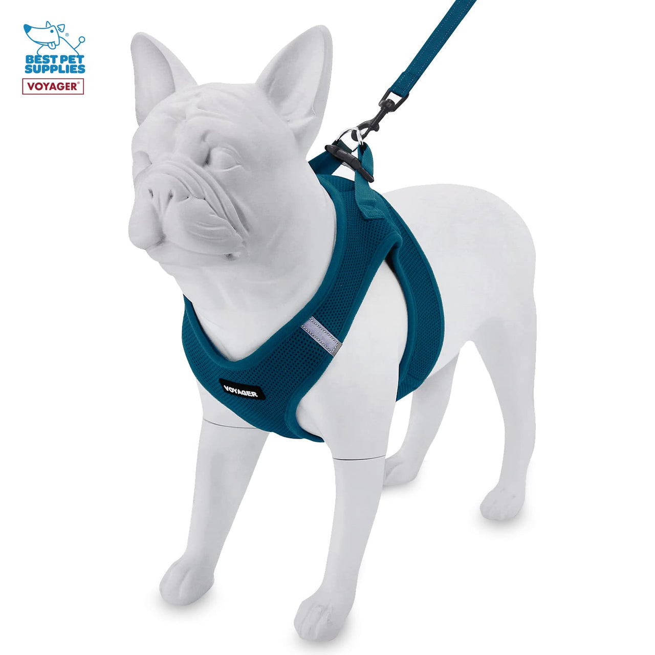 Voyager Step-in Air All Weather Mesh Harness and Reflective Dog 5 ft Leash Combo with Neoprene Handle, for Small, Medium and Large Breed Puppies by Best Pet Supplies - Set (Blue), S