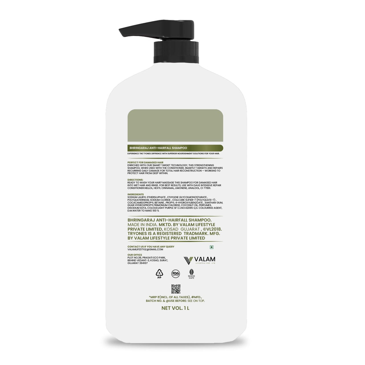 TryOnes Bhringraj Hair Fall Control Shampoo - Less breakage, Anti-Hairfall, Promotes Hair Growth|For Men & Women - 1000ml