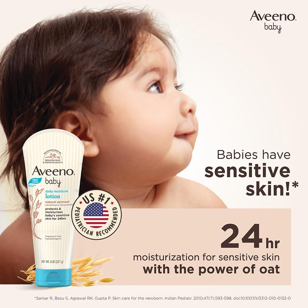 Combo Pack: Aveeno Baby Daily Moisturizing Wash & Shampoo (354ml) + Daily Moisture Lotion (227g) + Soothing Relief Moisture Cream 100g | With natural oat extract | Hypoallergenic, pediatrician recommended | pH balanced formulation with no added parabens a