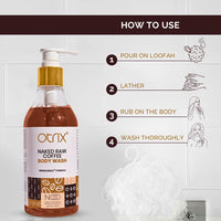 Otrix Naked Raw Coffee Body Wash with Catechins, Exfoliating and Nourishing Formula with Natural Oils, For Men and Women, 290ml
