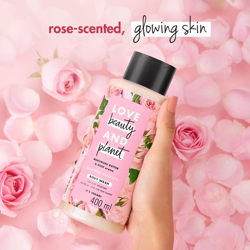 Love Beauty & Planet Moisturising Body Wash 400ml|| with Murumuru Butter & Rose|| Sulfate Free|| Paraben Free- Liquid Shower Gel