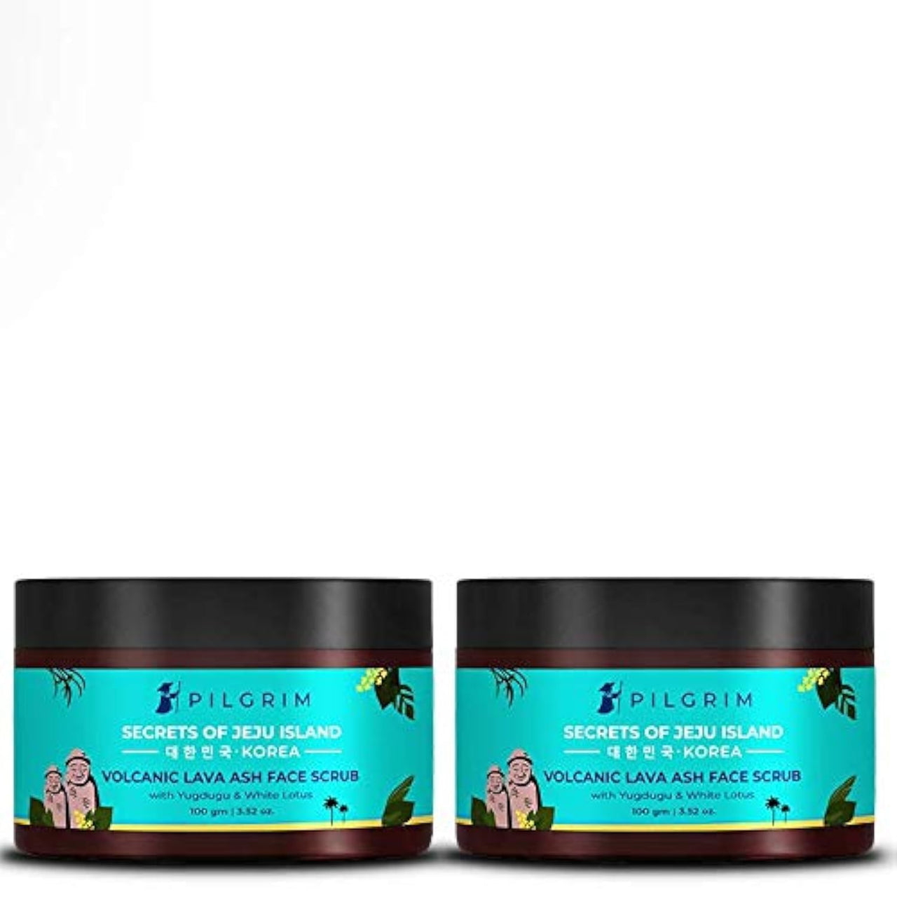 Pilgrim Pack of 2 Face Scrub for De Tan, Exfoliation, Glowing Skin, Blackhead Removal, Dry, Oily, Combination Skin, Men and Women, Vegan, Korean Beauty Secrets, 100g+100g