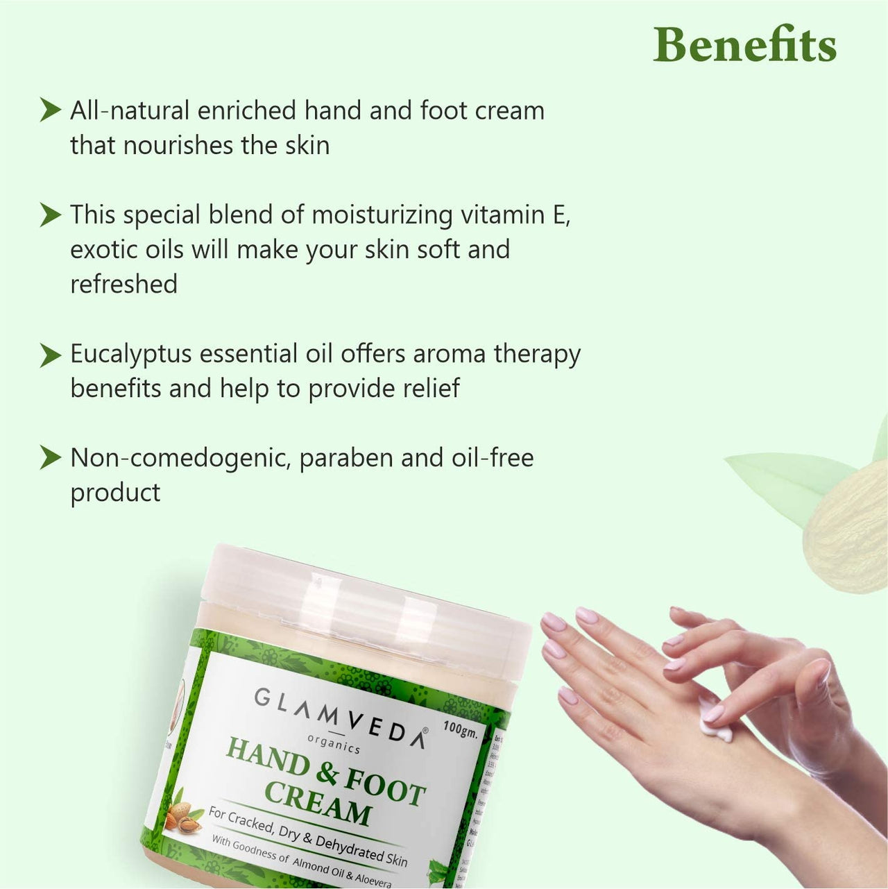 Glamveda Hand & foot crack cream 100 GM For Dry, Rough & Crack Heels & Elbow Ayurvedic Crack Cream, Paraben Free (2)