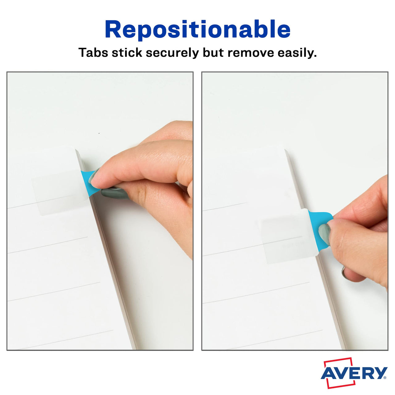 Avery Mini Ultra Tabs, 1" x 1.5", 2-Side Writable, Assorted Primary Colors, 80 Repositionable Tabs (74763)