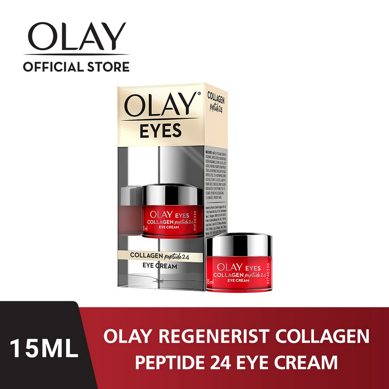 olay eye cream | Reduces Dark Circle, Wrinkles and Puffiness | With Peptides and Niacinamide | Normal, Oily, Dry & Combination Skin l Paraben & Sulphate free | 15ml (Collagen Peptide 24)
