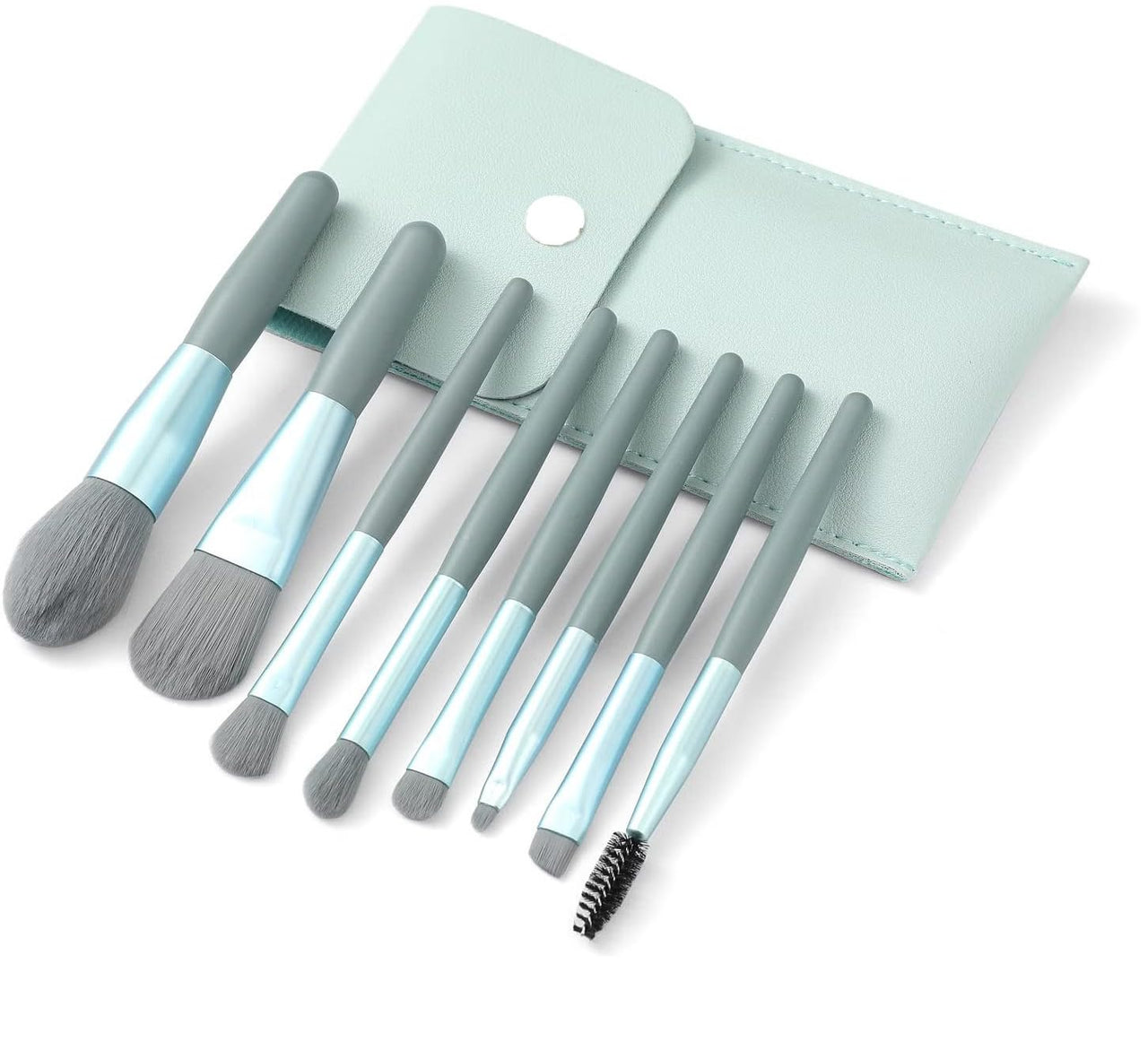URBANMAC Makeup Brush Set 8PCS Mini With Storage (Blue Gray)