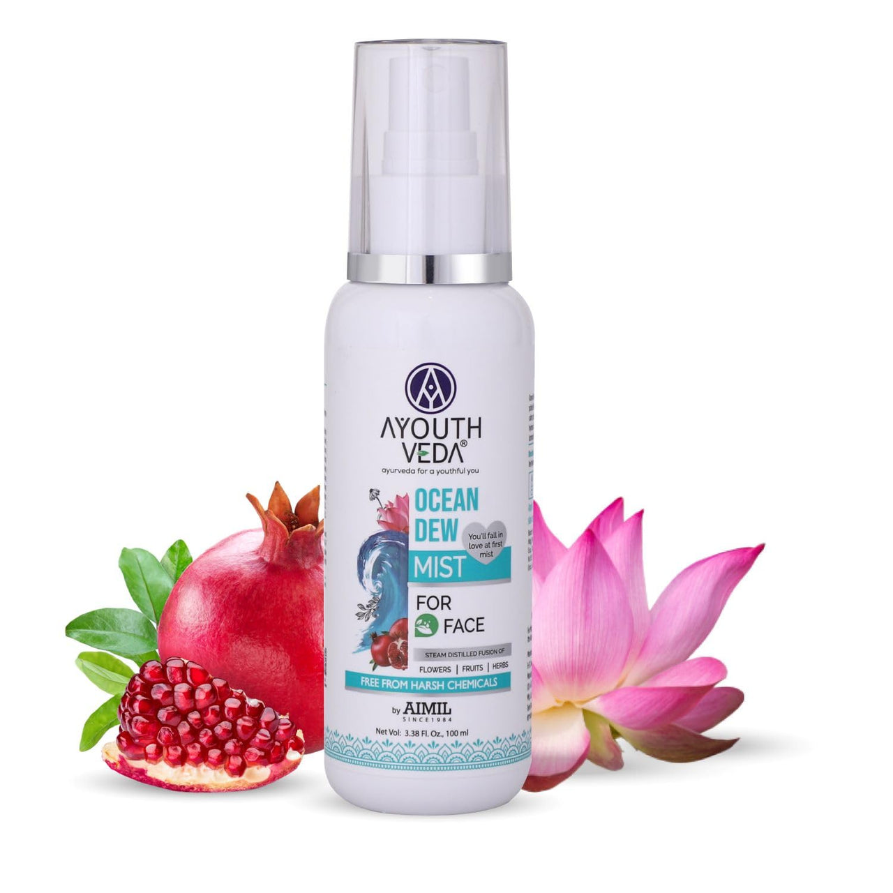 Ayouthveda Ocean Dew Mist | Flowers, Fruits & Herbs Distillates Mist | Instant Hydrates & Refreshes The Skin | Work As Makeup Setter | Free From Chemical (Pack Of 5-100ml each)