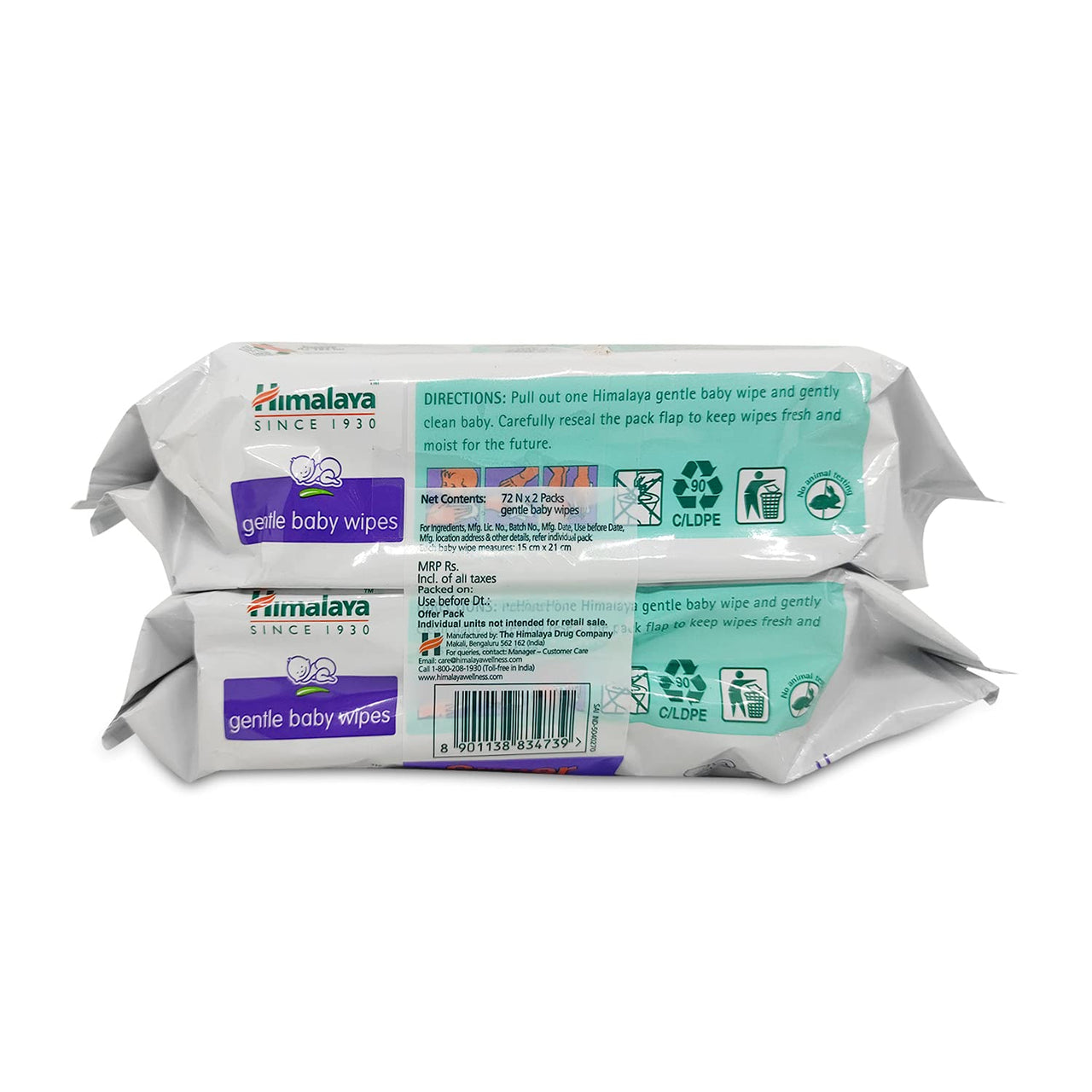 Himalaya Baby Lotion 700ml and Himalaya Gentle Baby Wipes - 72 Pieces (Pack of 2)