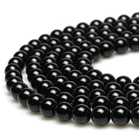 MJDCB 7A Natural Black Agate Gemstone Loose Beads Round 6mm Crystal Energy Stone Healing Power for Jewelry Making