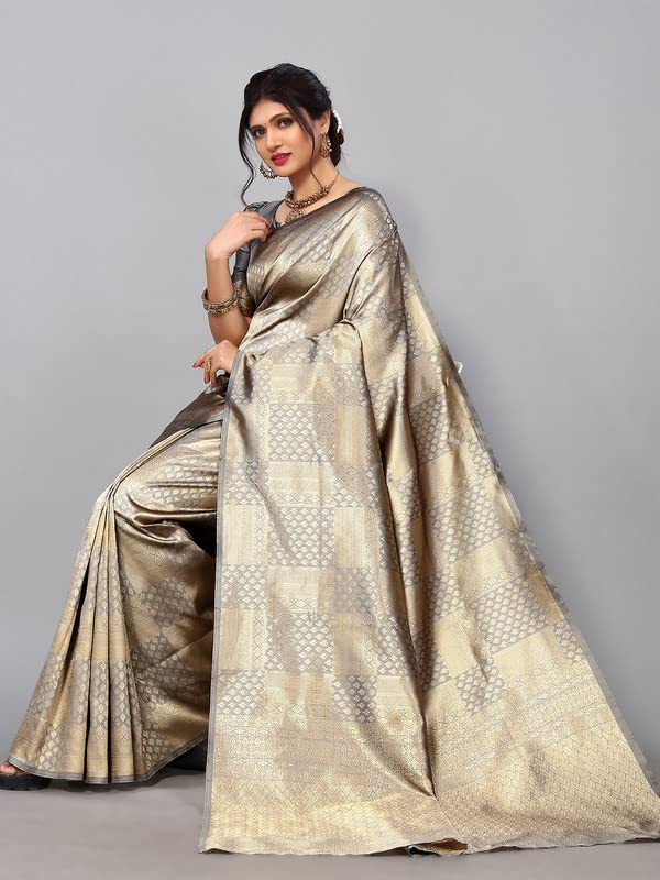 Satrani Women's Jacquard Poly Silk Saree With Unstitched Blouse Piece