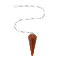 Natural Peach Aventurine Crystal Gemstone Rock Pendulum - Red Color - Hexagonal Pointed, Dowsing, Divination, Reiki Charged, Chakra Healing