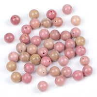 Bymitel 140Pcs Natural Crystal Beads Stone Gemstone Round Energy Healing Loose Beads with Stretch Cord for Jewelry Making Bracelets Anklets (Rhodochrosite, 8mm 140pcs) Rhodochrosite
