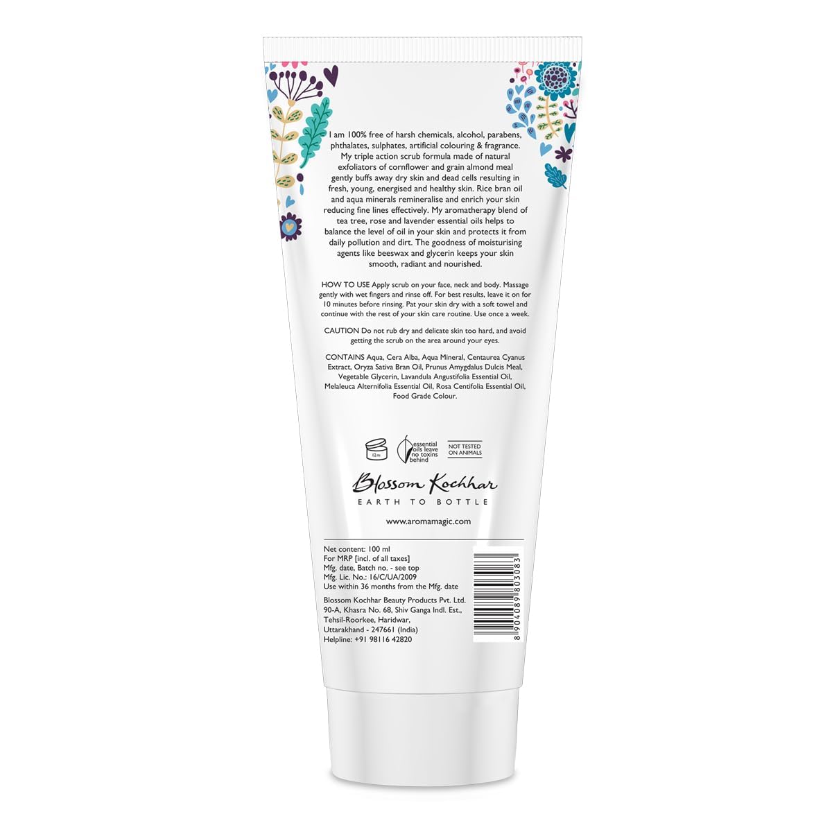 Aroma Magic Mineral Glow Scrub | Exfoliates, reduces fine lines, brightens & boosts hydration| With beeswax, vegetable glycerine, lavender, tea tree & rose essential oils| All Skin Type- 100ml