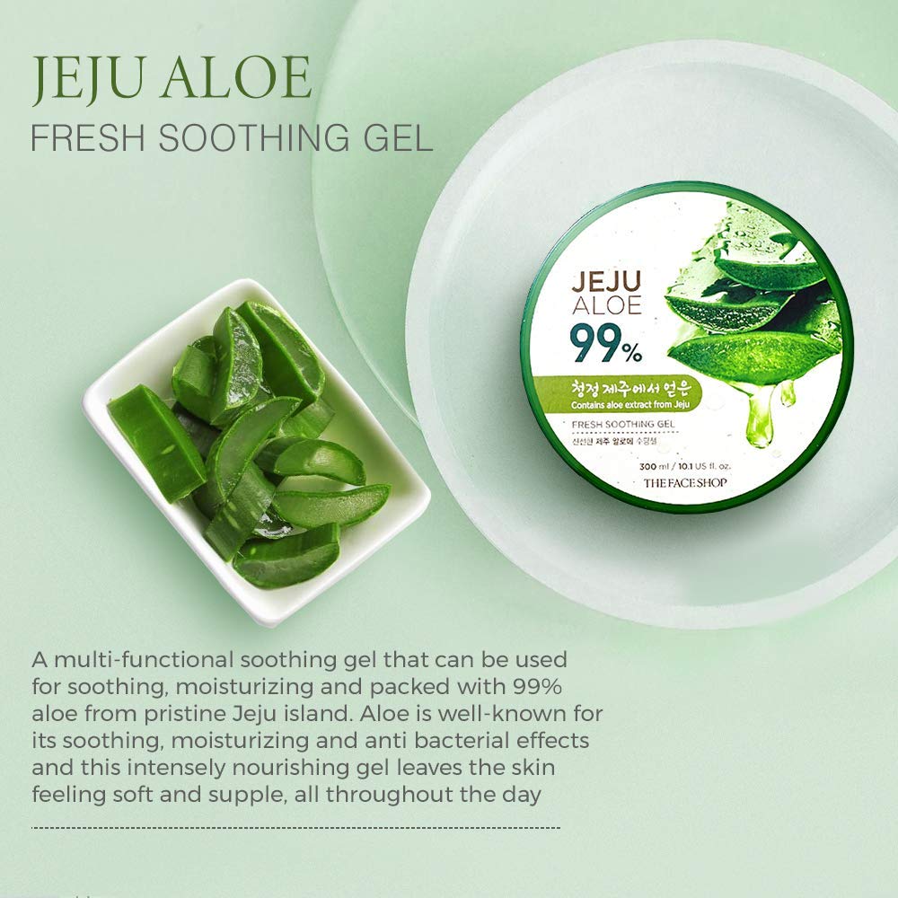 The Face Shop Pure Aloe Vera Gel, 300ml for Skin, Hair & Body | Aloe Vera with Vitamin E | Clear Gel for Ultimate Hydration & Glow | Korean Skin care products