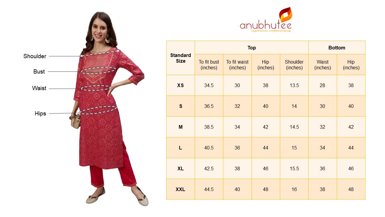 anubhutee Coral Abstract Printed A-Line Regular Kurta for Women