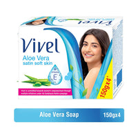 Vivel Aloe Vera Bathing Soap with Vitamin E for Soft, Glowing skin|Refreshing Fragrance|Combo Pack 150g (Pack of 4)&Vivel Body Wash, Lavender & Almond Oil Shower Creme, Liquid Refill Pouch, 400 ml