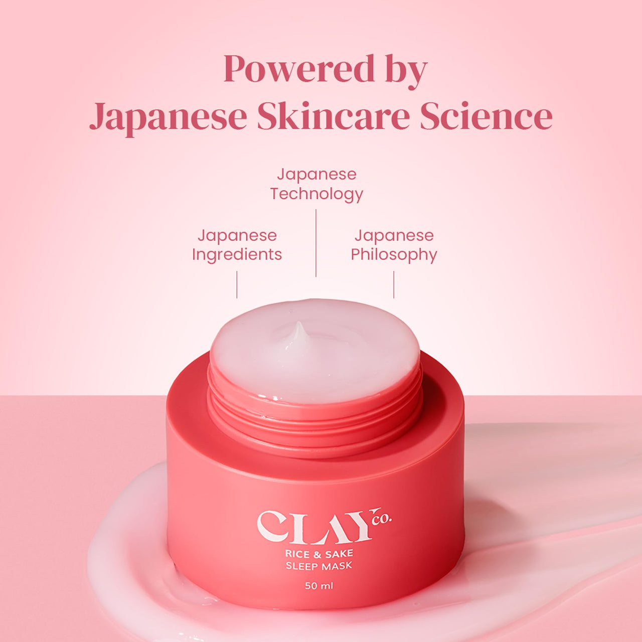 Clayco Hydrating Rice & Sake Sleep Mask 50 ML | Clay Face Mask for Glowing Skin | Japanese Skincare Collagen Mask | Sulfate-Free Vegan Night Cream For Women | Best Skin Care Product For Glass Skin
