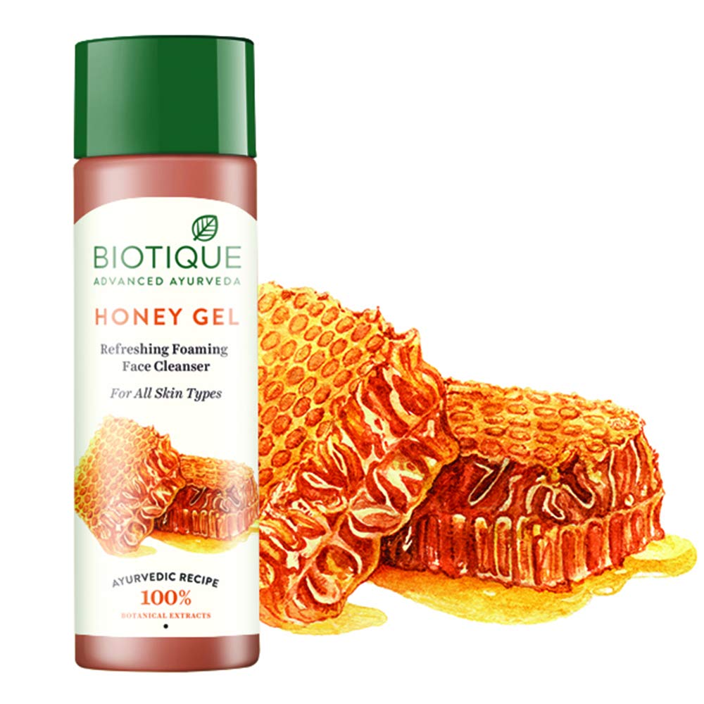Biotique Honey Water Pore Tightening Brightening Toner With Himalayan Waters, 120ml & Biotique Honey Gel Soothe & Nourish Foaming Face Cleanser Foe All Skin Types, 120ml