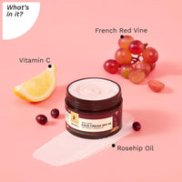 Pilgrim French Red Vine Face Cream with SPF 30 Sunscreen, Rosehip Oil & Vit C For Anti Ageing, Sun Protection PA+++, Daily Use, Dry, Oily, Combination Skin, Men & Women, 50g