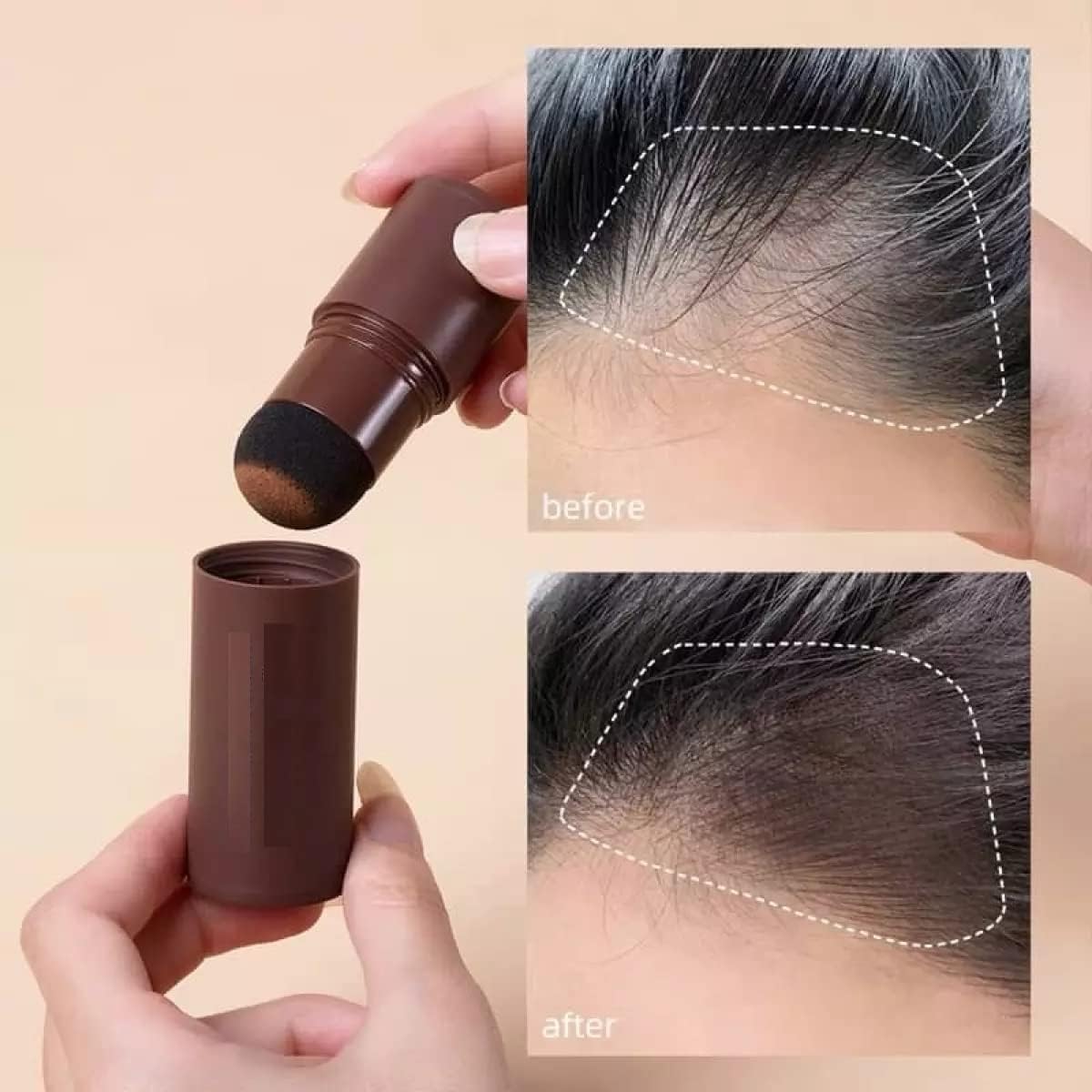 FIGMENT Natural Hairline Powder, Hair Shading Sponge Pen, Hairline Shadow Powder Stick, Quick Hair Root Touch-Up, Paired With 2 Pairs Of Eyebrow Stamp