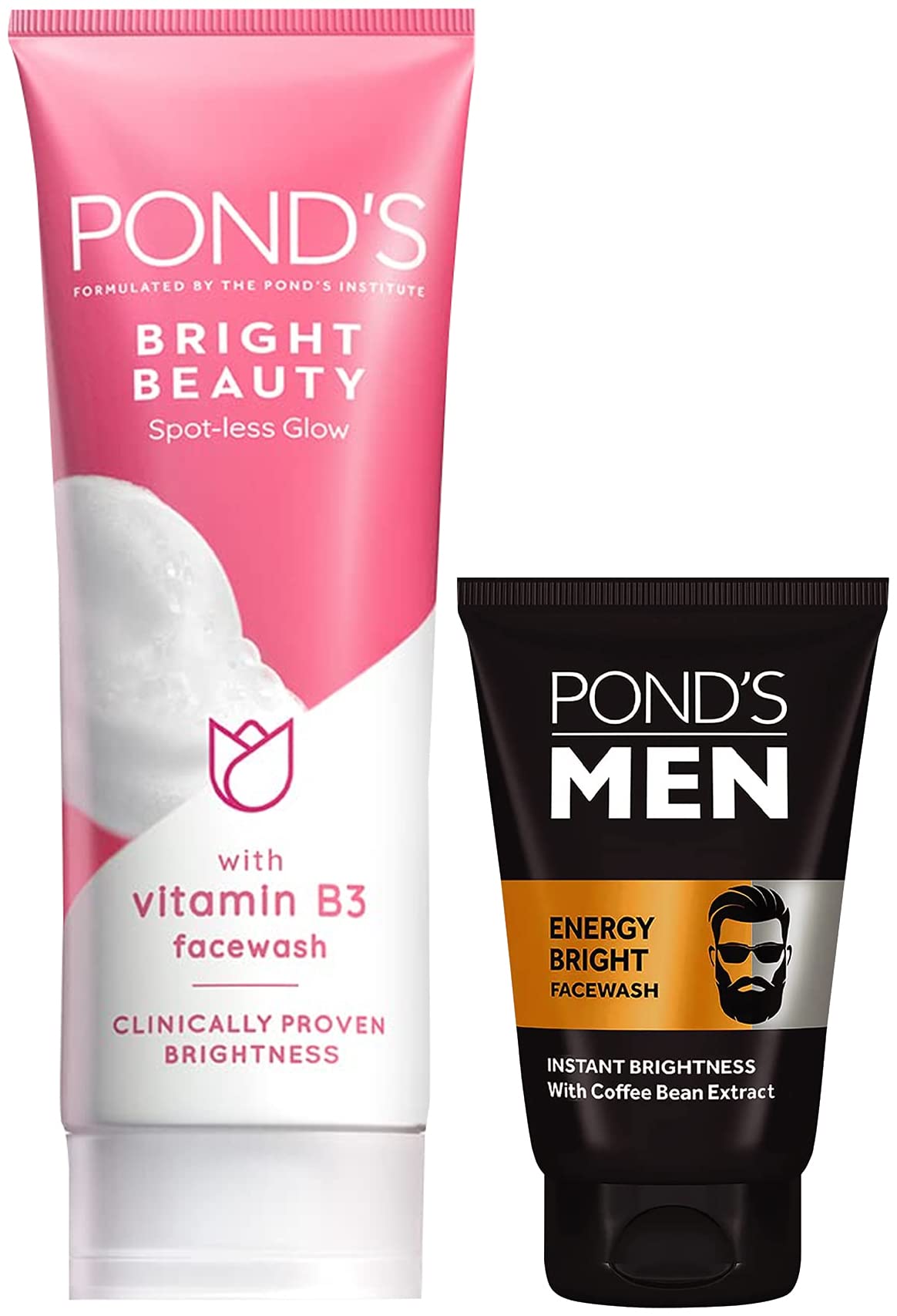 POND's Bright Beauty Spot-less Glow Face Wash With Vitamins, 200g & POND's Men's  Energy Bright Face Wash Coffee Beans Bright Skin, 100g