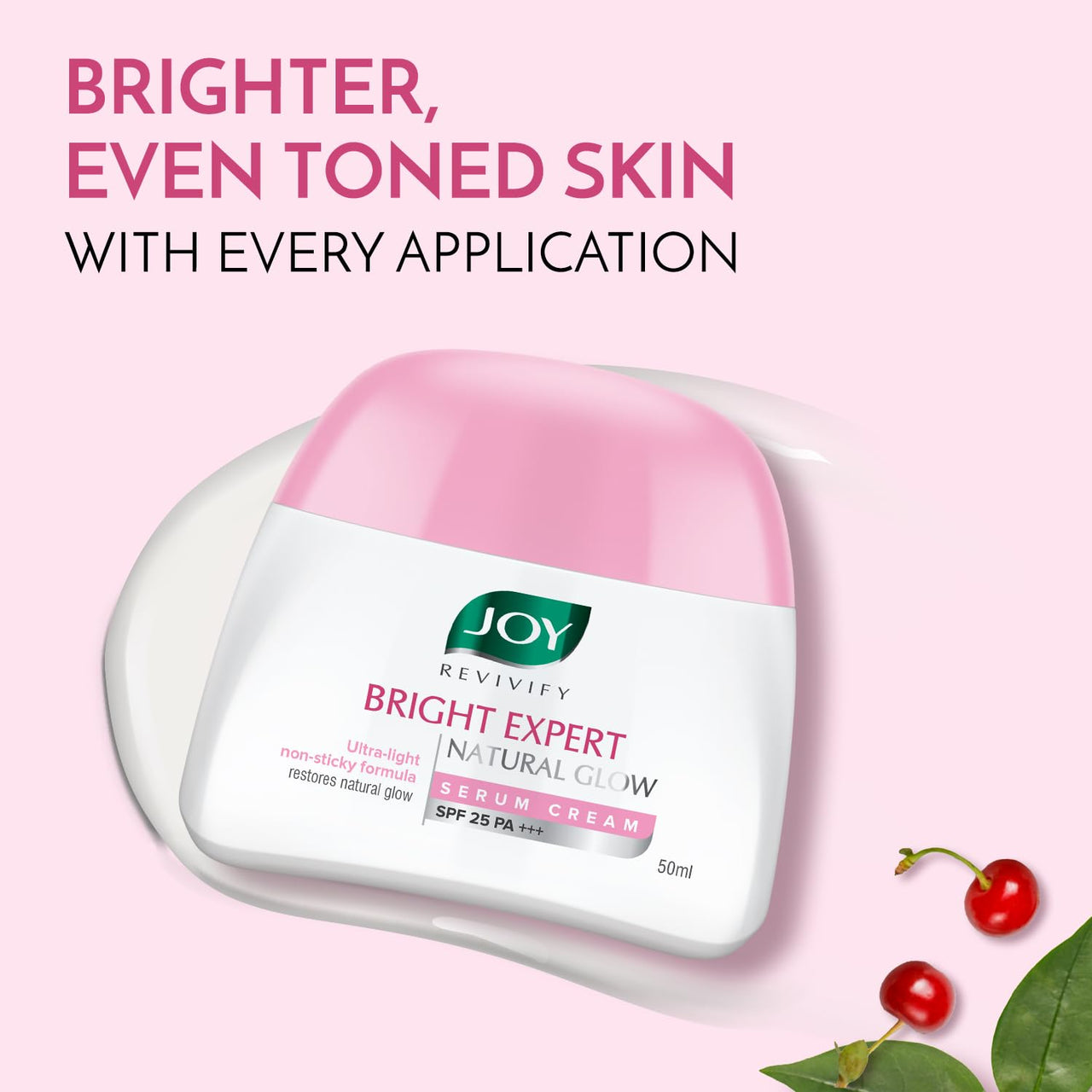 Joy Brightening Face Cream with SPF 25 PA+++ & Niacinamide - Ultra Light & Non Sticky | Summer Face Cream For Natural Glowing Skin & Sun Protection 50ml