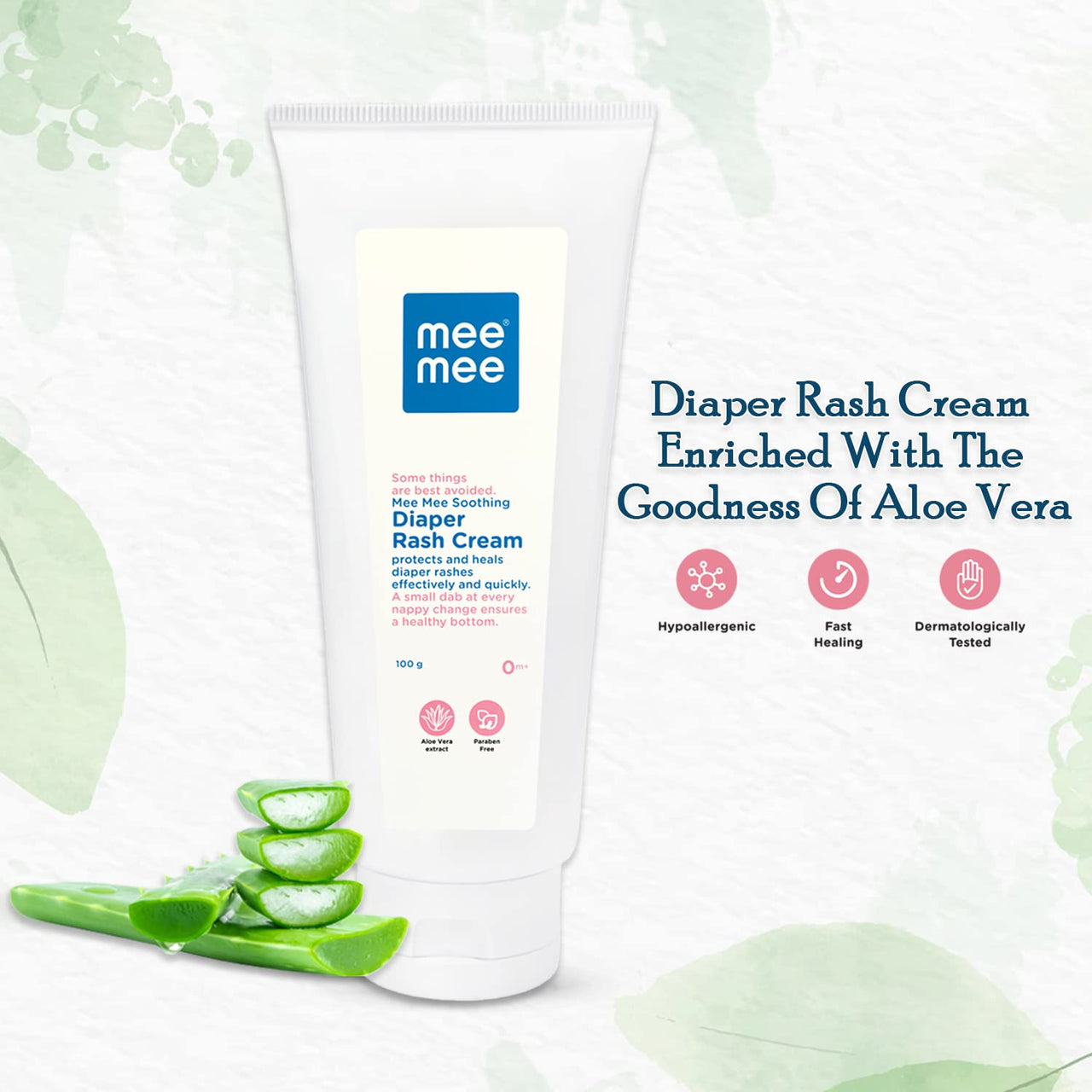 Mee Mee Diaper Rash Cream with Aloe Vera 100 g | Natural Cream For Newborns & Babies | Natural Solution for Treating and Preventing Diaper Rash | Soothing Relief (Single Pack)