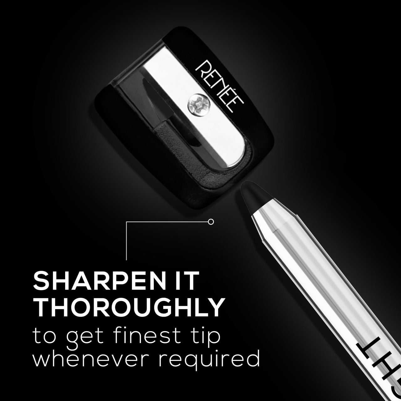 RENEE Midnight Kohl Kajal Pencil | Waterproof, Smudgeproof With Sharpener | 24 Hours Long Stay | Darkest Black | One Swipe Application | Vitamin E, Olive Oil and Castor Oil | Matte Finish |1.5 Gm