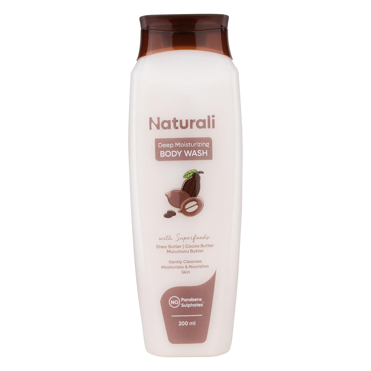 Naturali Deep Moisturising Body Wash With Shea Butter, Cocoa Butter & Murumuru Butter | Gently Cleanses | Deeply Hydrates & Nourishes | Strengthens Skin Barrier | Sulphate & Paraben-Free Formula | 200ml