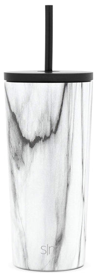 Simple Modern Insulated Tumbler with Lid and Straw | Iced Coffee Cup Reusable Stainless Steel Water Bottle Travel Mug | Gifts for Women Men Her Him | Classic Collection | 20oz | Carrara Marble Pattern: Carrara Marble