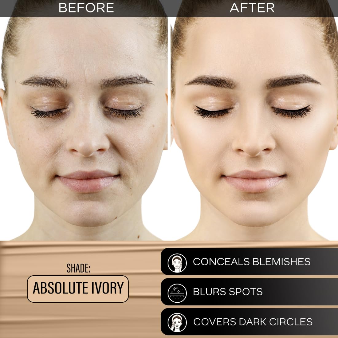 FACESCANADA Waterproof Fix & Finish Kit|Makeup Fixer (50Ml) + Absolute Ivory All Day Hydra Matte Mini Foundation (15Ml)|Makeup Kit For Women (Combo Pack Of 2)