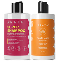 Arata Hair Fall Control Combo | With Power of 5 in 1 Hair Care Kit With Super Shampoo And Conditioner Combo | Vogue 2022 Awarded Best Daily Shampoo | Vegan & Cruelty-Free | (300 ml each) (Pack of 2)