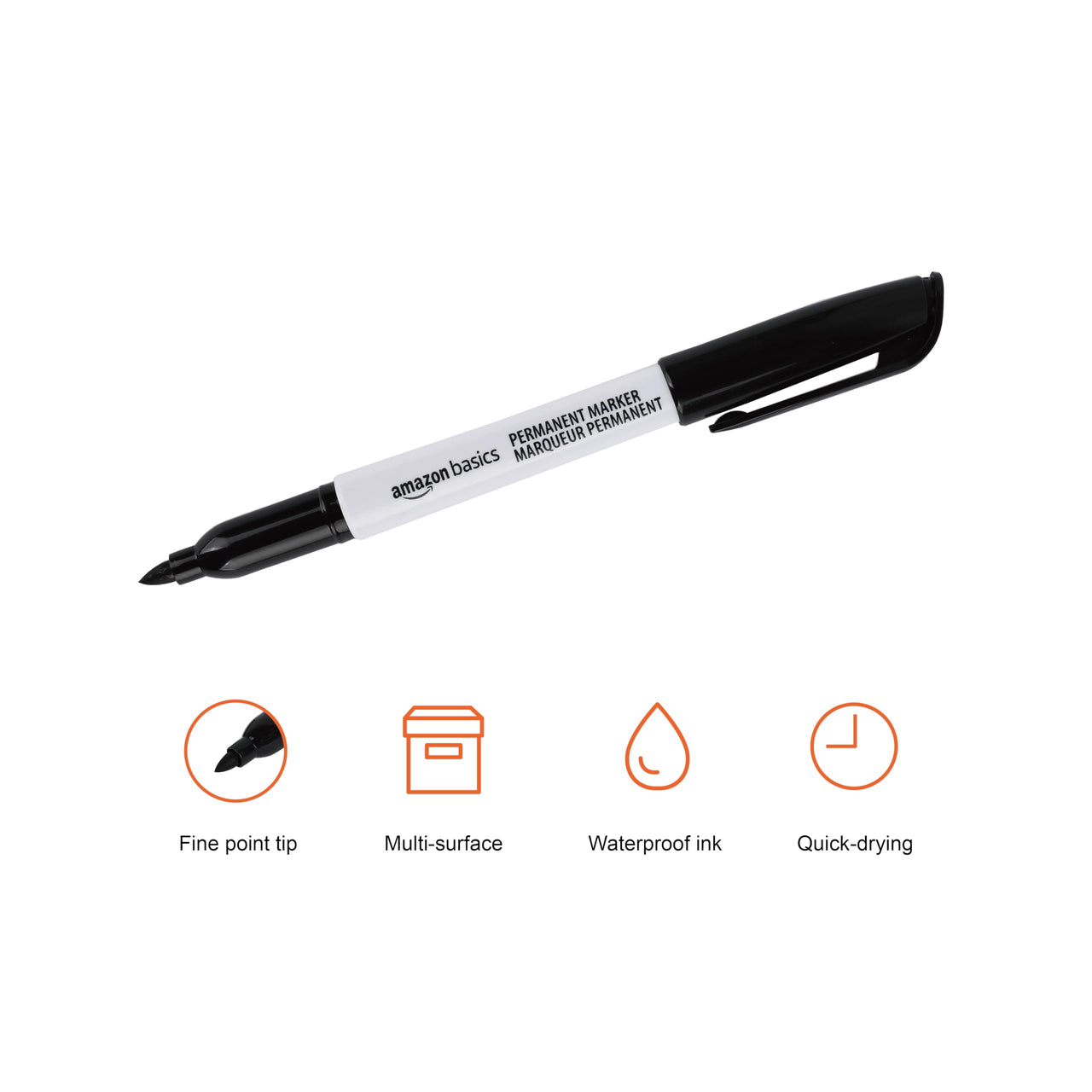 Basics Fine Point Tip Permanent Markers, Black, 24-Pack 1 Count (Pack of 24)