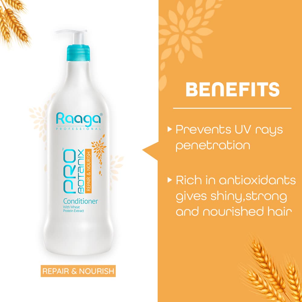Raaga Professional Probotanix Repair and Nourish Conditioner for Smooth and Strong Hair, Repairs and Nourishes Dry Damaged Hair, For Men and Women, 1000ml