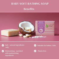Earthy Sapo Handmade Baby Soft Bathing Soap (Coconut, Almond & Oat Milk, Kokum Butter) 100g, Pack of 2 | Natural, Gentle Bath Soap for Babies Sensitive Skin