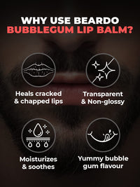 Beardo Bubblegum Non Tinted Lip Balm for Men, 7g | Lip Care For Soft Kissable Lips | Lip Mask For Dry, Cracked and Chapped lips | Lip Repair & Protection