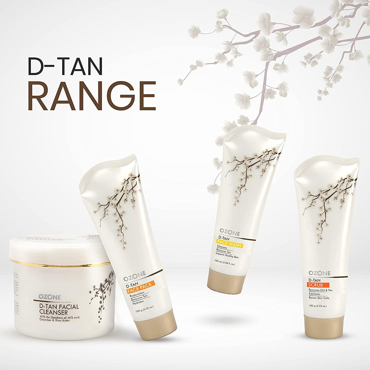 Ozone D Tan Extension Range Combo (Face Wash + Face Pack Cream + Face Scrub) - For Sun Tan Removal - 300 G