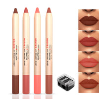 Shryoan Long Lasting Lip Crayon Matte Lipstick Set Of 4 | Non Transfer & Water Proof Lipstick | Full Coverage & Moisturizing Finish (3.8gm X 4) (SHADE D)