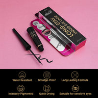 Iba Long Stay Liquid Eyeliner & All Day Kohl Kajal daily Eye Makeup Combo (Black) - Matte Finish | One Stroke Application | Quick Drying | 24Hr Long Lasting | Waterproof & Smudge Proof