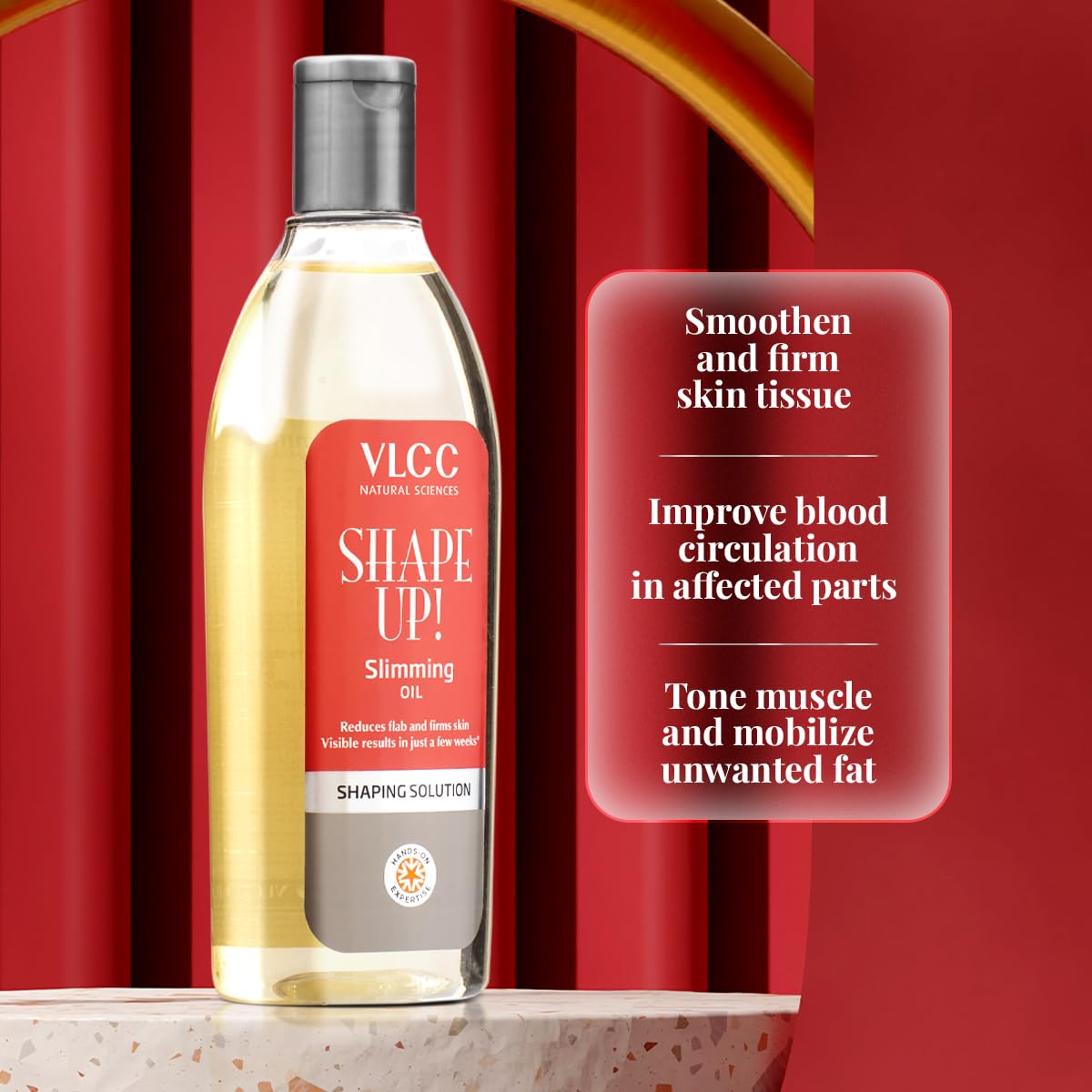 VLCC Shape Up Slimming Oil - 200ml | Fights Cellulite, and Reduces Flab | Firms Skin and Increases Skin Elasticity | With Cypress, Juniper Berry Fruit and Sweet Fennel Oil.