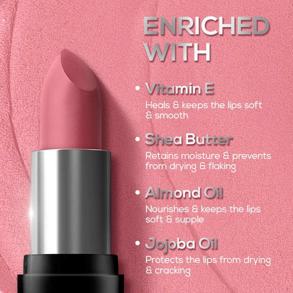 RENEE Prime Matte Lipstick - Hazelnut Nude, Lightweight & Long-Lasting Formula, Creamy Matte Finish, One Swipe Application, Non-Drying, Vitamin E Infused, 4.5Gm