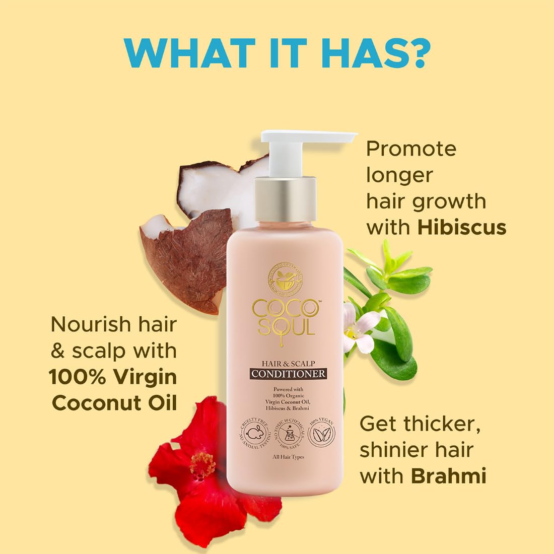 Coco Soul Hair + Scalp Conditioner with Coconut & Ayurveda For Frizz-Free | Shiny | Strong & Silky Hair Paraben & Sulphate Free | 200ml